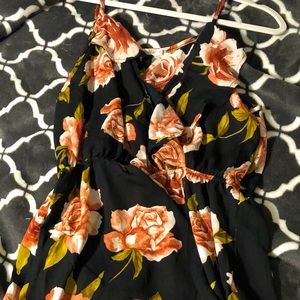 Black floral high low dress